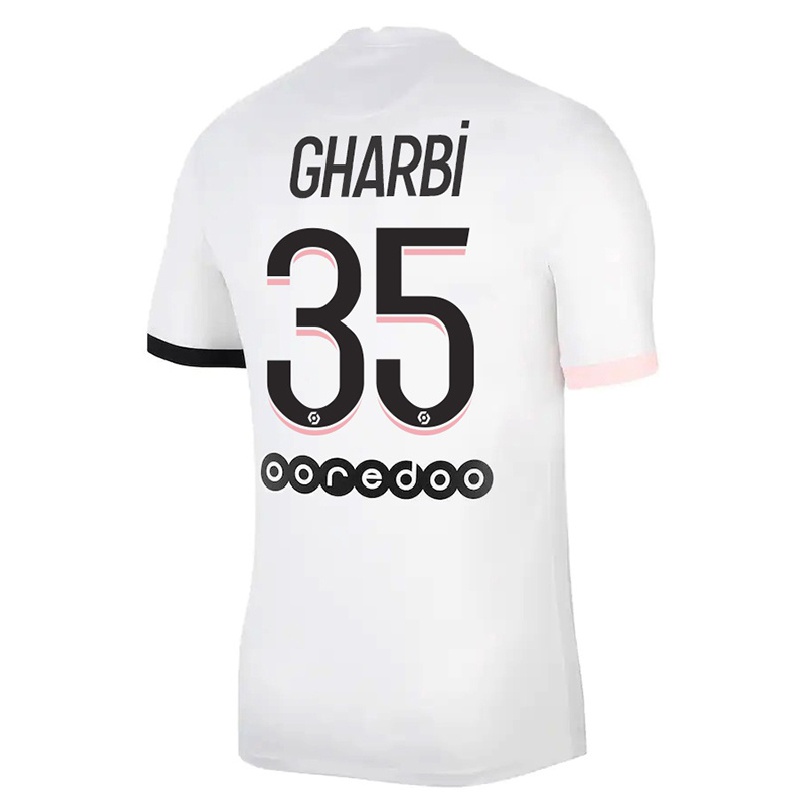 Naisten Jalkapallo Ismael Gharbi #35 Valkoinen Vaaleanpunainen Vieraspaita 2021/22 Lyhythihainen Paita T-paita