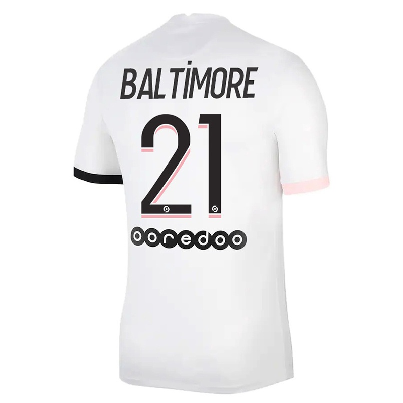 Naisten Jalkapallo Sandy Baltimore #21 Valkoinen Vaaleanpunainen Vieraspaita 2021/22 Lyhythihainen Paita T-paita