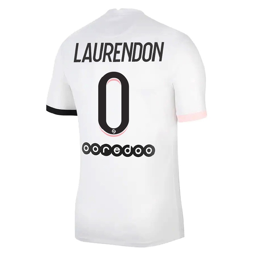 Naisten Jalkapallo Bilal Laurendon #0 Valkoinen Vaaleanpunainen Vieraspaita 2021/22 Lyhythihainen Paita T-paita