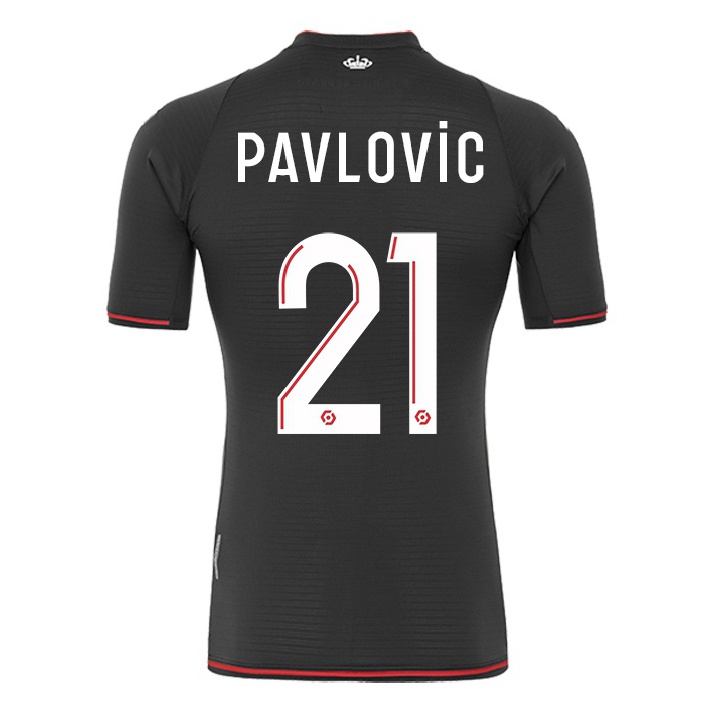 Naisten Jalkapallo Strahinja Pavlovic #21 Musta Vieraspaita 2021/22 Lyhythihainen Paita T-paita