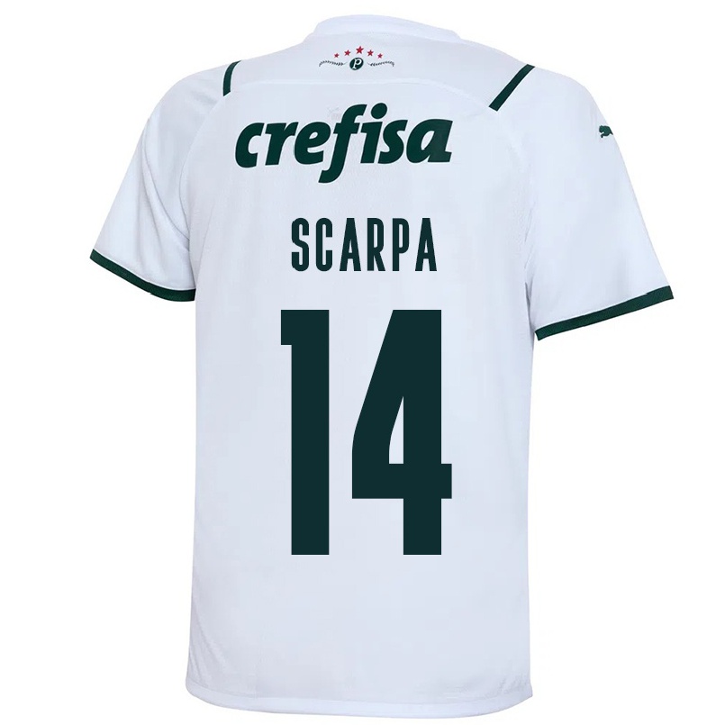 Naisten Jalkapallo Gustavo Scarpa #14 Valkoinen Vieraspaita 2021/22 Lyhythihainen Paita T-paita