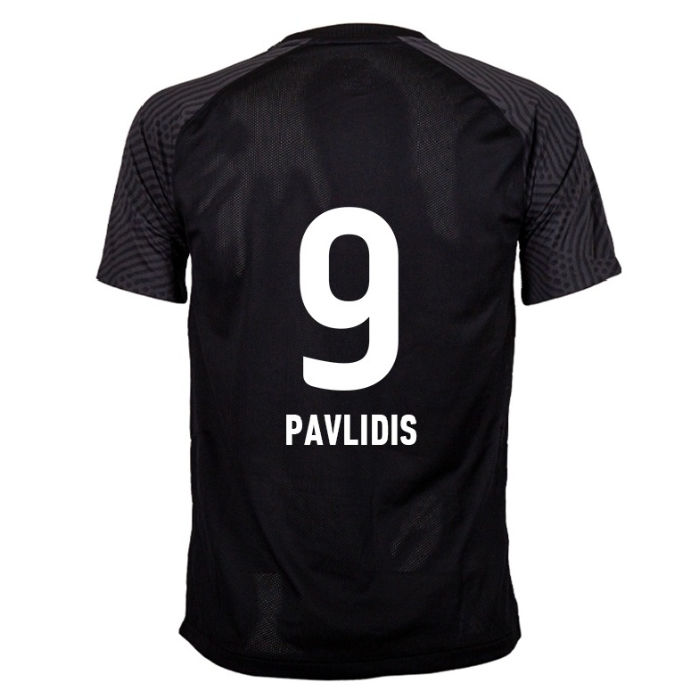 Naisten Jalkapallo Vangelis Pavlidis #9 Musta Vieraspaita 2021/22 Lyhythihainen Paita T-paita