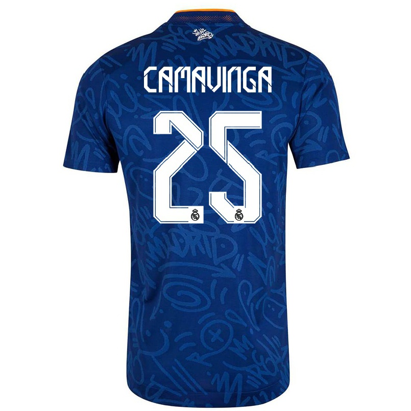 Naisten Jalkapallo Eduardo Camavinga #25 Tummansininen Vieraspaita 2021/22 Lyhythihainen Paita T-paita
