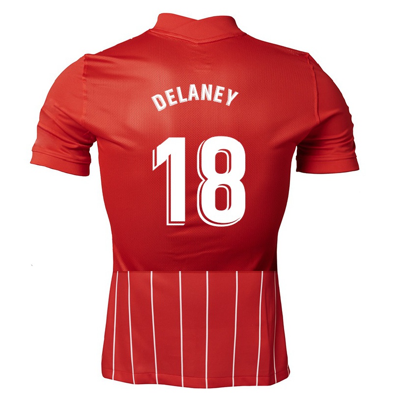 Naisten Jalkapallo Thomas Delaney #18 Tummanpunainen Vieraspaita 2021/22 Lyhythihainen Paita T-paita