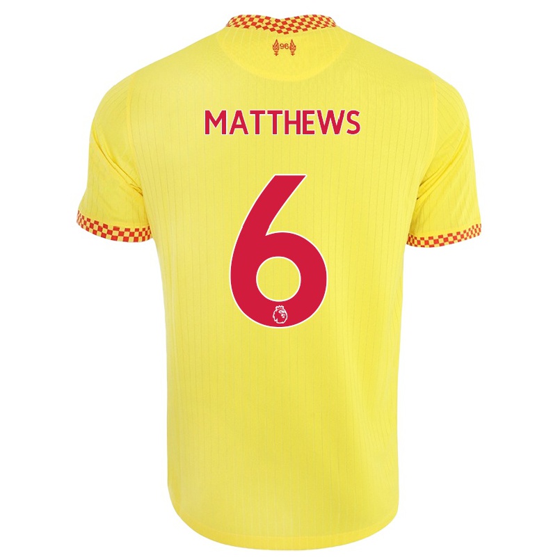 Naisten Jalkapallo Jasmine Matthews #6 Keltainen 3. Paita 2021/22 Lyhythihainen Paita T-paita