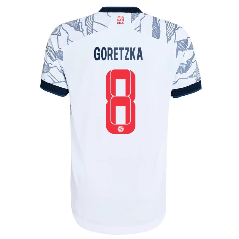 Naisten Jalkapallo Leon Goretzka #8 Harmaa Valkoinen 3. Paita 2021/22 Lyhythihainen Paita T-paita