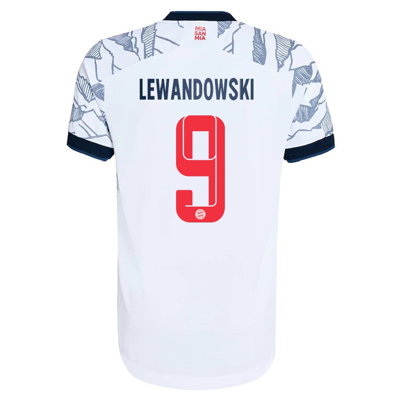 Naisten Jalkapallo Robert Lewandowski #9 Harmaa Valkoinen 3. Paita 2021/22 Lyhythihainen Paita T-paita
