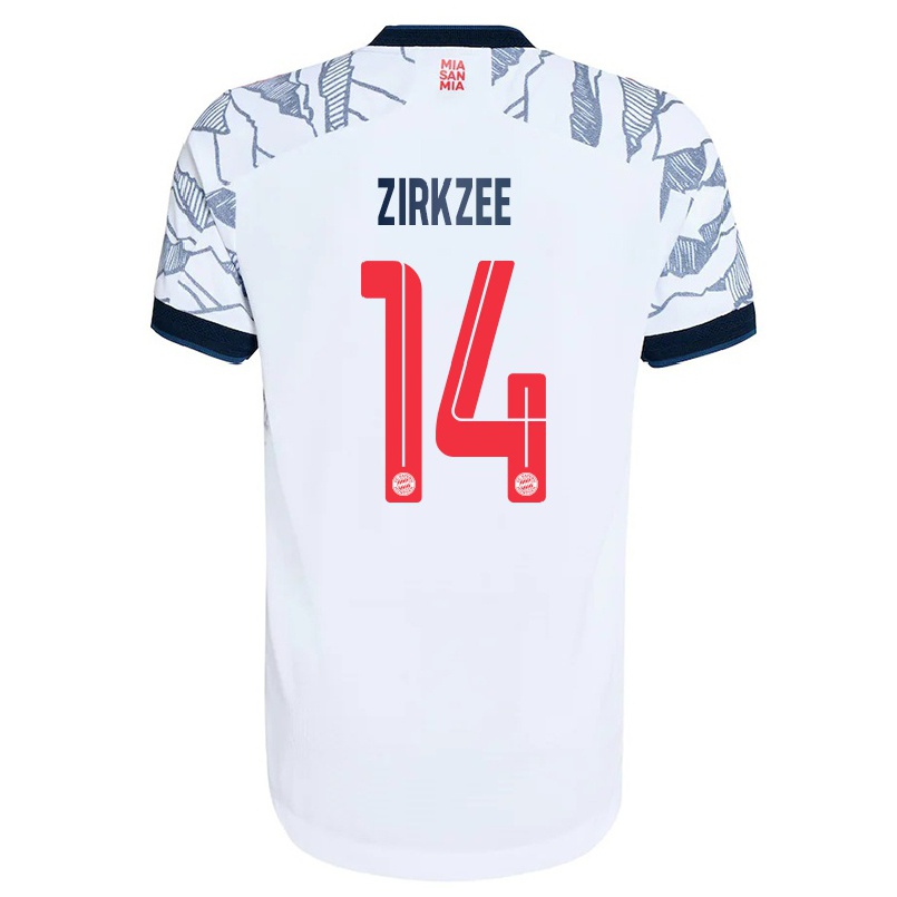 Naisten Jalkapallo Joshua Zirkzee #14 Harmaa Valkoinen 3. Paita 2021/22 Lyhythihainen Paita T-paita