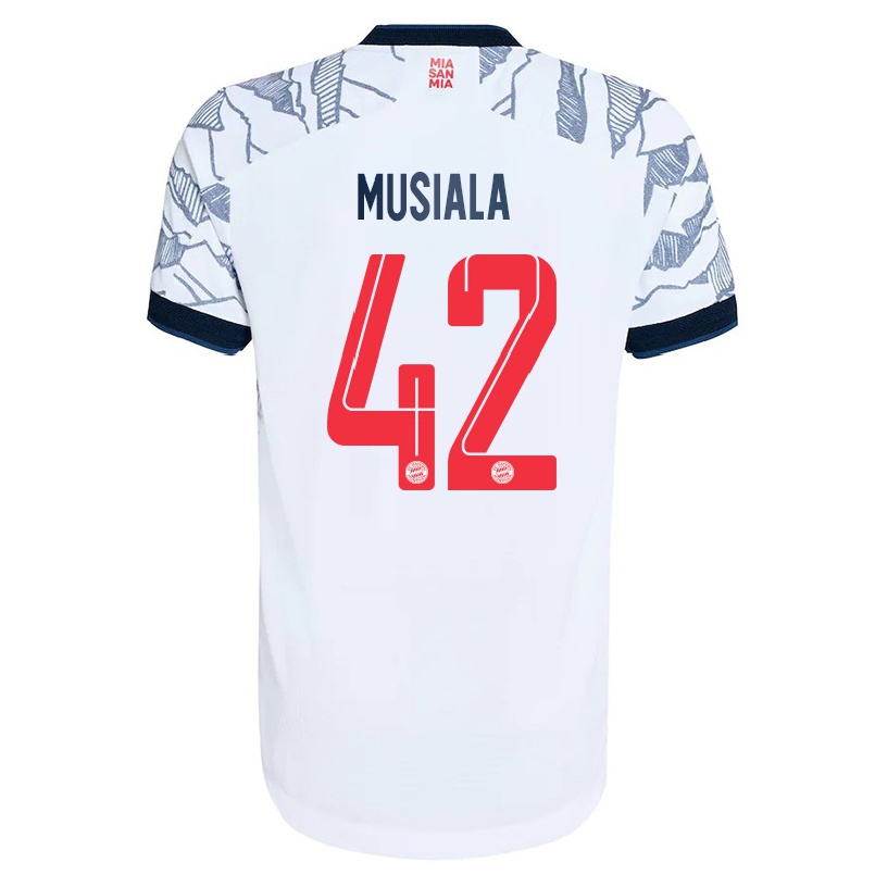 Naisten Jalkapallo Jamal Musiala #42 Harmaa Valkoinen 3. Paita 2021/22 Lyhythihainen Paita T-paita