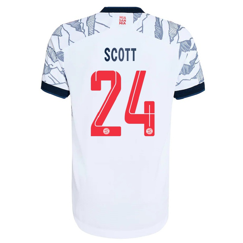 Naisten Jalkapallo Christopher Scott #24 Harmaa Valkoinen 3. Paita 2021/22 Lyhythihainen Paita T-paita