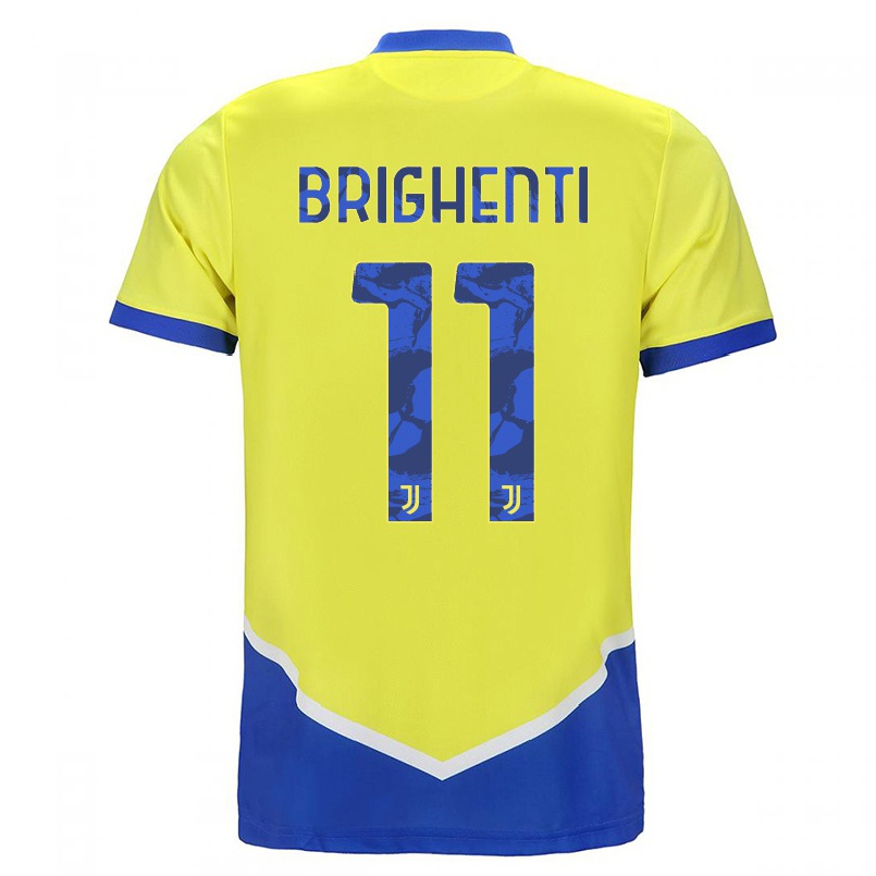 Naisten Jalkapallo Andrea Brighenti #11 Sininen Keltainen 3. Paita 2021/22 Lyhythihainen Paita T-paita