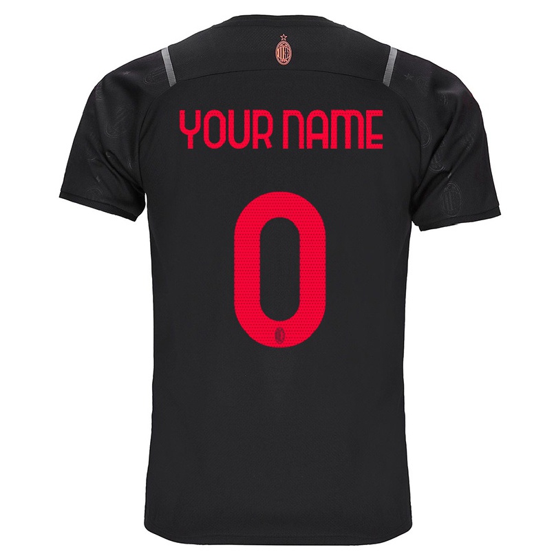 Naisten Jalkapallo Sinun Nimesi #0 Musta 3. Paita 2021/22 Lyhythihainen Paita T-paita