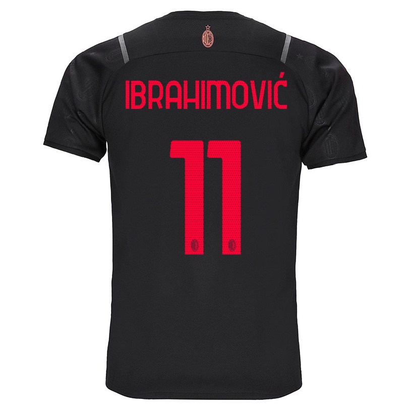 Naisten Jalkapallo Zlatan Ibrahimovic #11 Musta 3. Paita 2021/22 Lyhythihainen Paita T-paita