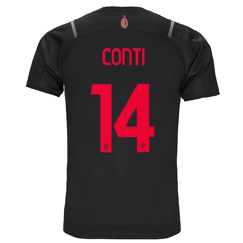 Naisten Jalkapallo Andrea Conti #14 Musta 3. Paita 2021/22 Lyhythihainen Paita T-paita