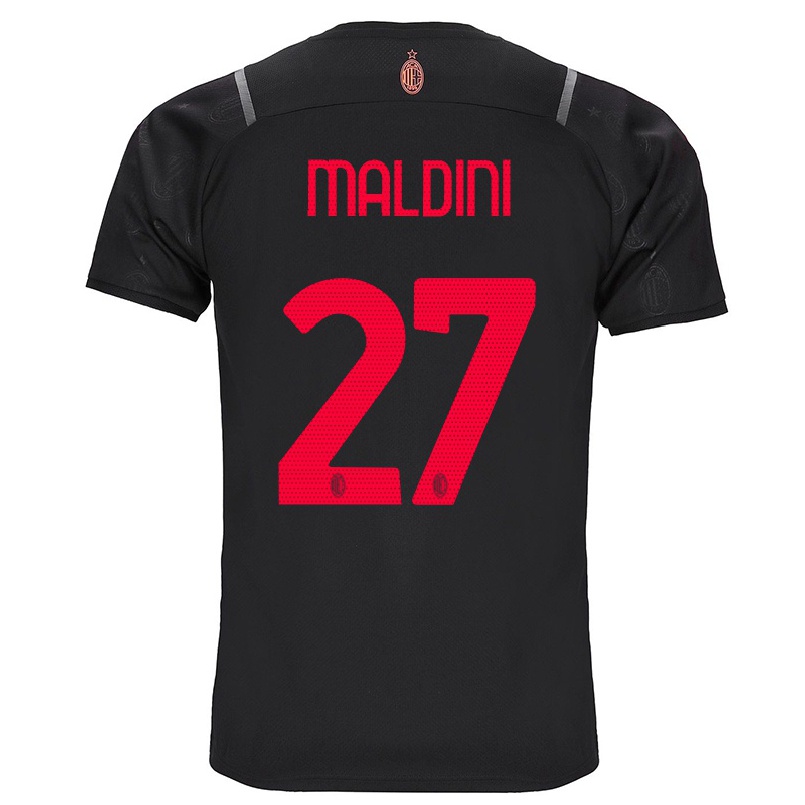Naisten Jalkapallo Daniel Maldini #27 Musta 3. Paita 2021/22 Lyhythihainen Paita T-paita