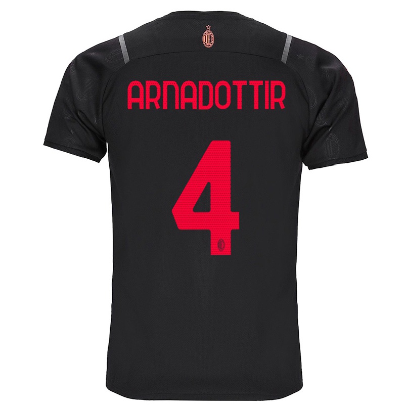 Naisten Jalkapallo Guný Arnadottir #4 Musta 3. Paita 2021/22 Lyhythihainen Paita T-paita