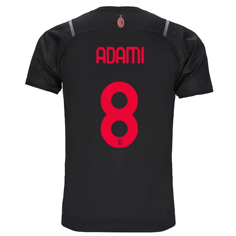 Naisten Jalkapallo Greta Adami #8 Musta 3. Paita 2021/22 Lyhythihainen Paita T-paita