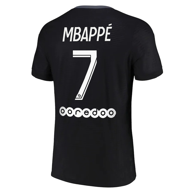 Naisten Jalkapallo Kylian Mbappe #7 Musta 3. Paita 2021/22 Lyhythihainen Paita T-paita