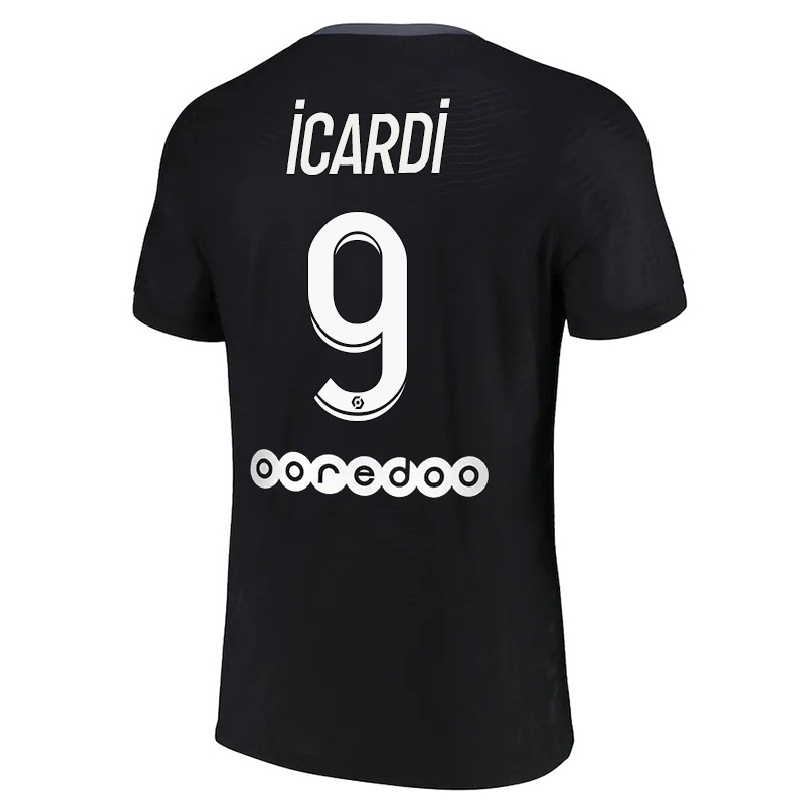 Naisten Jalkapallo Mauro Icardi #9 Musta 3. Paita 2021/22 Lyhythihainen Paita T-paita