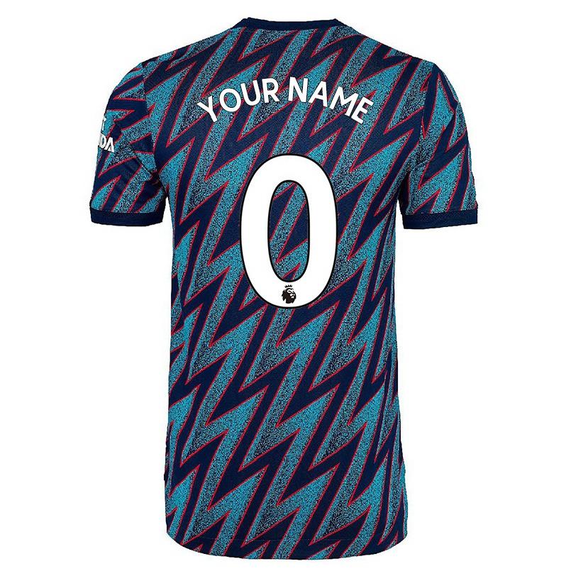 Naisten Jalkapallo Sinun Nimesi #0 Sininen Musta 3. Paita 2021/22 Lyhythihainen Paita T-paita