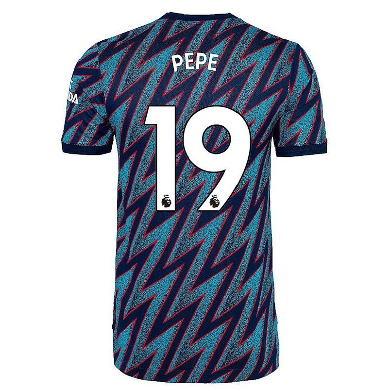 Naisten Jalkapallo Nicolas Pepe #19 Sininen Musta 3. Paita 2021/22 Lyhythihainen Paita T-paita