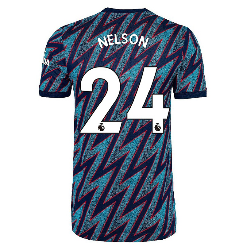 Naisten Jalkapallo Reiss Nelson #24 Sininen Musta 3. Paita 2021/22 Lyhythihainen Paita T-paita