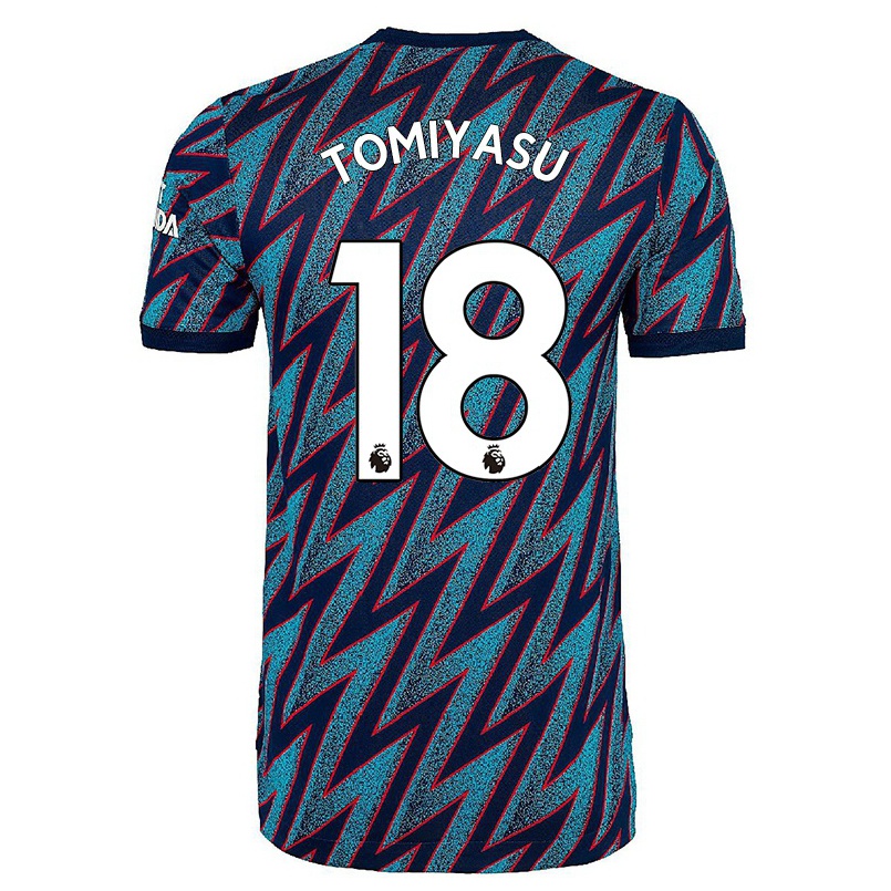 Naisten Jalkapallo Takehiro Tomiyasu #18 Sininen Musta 3. Paita 2021/22 Lyhythihainen Paita T-paita