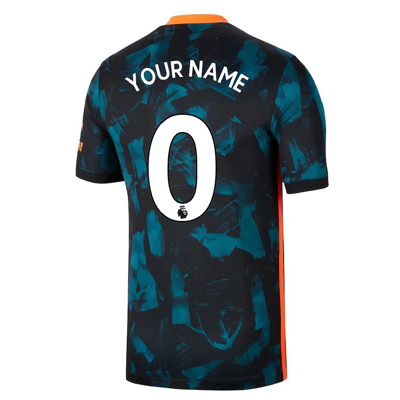 Naisten Jalkapallo Sinun Nimesi #0 Tummansininen 3. Paita 2021/22 Lyhythihainen Paita T-paita