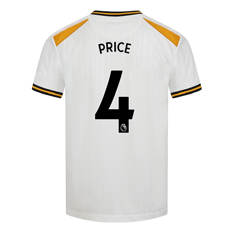 Naisten Jalkapallo Anna Price #4 Valkoinen Keltainen 3. Paita 2021/22 Lyhythihainen Paita T-paita