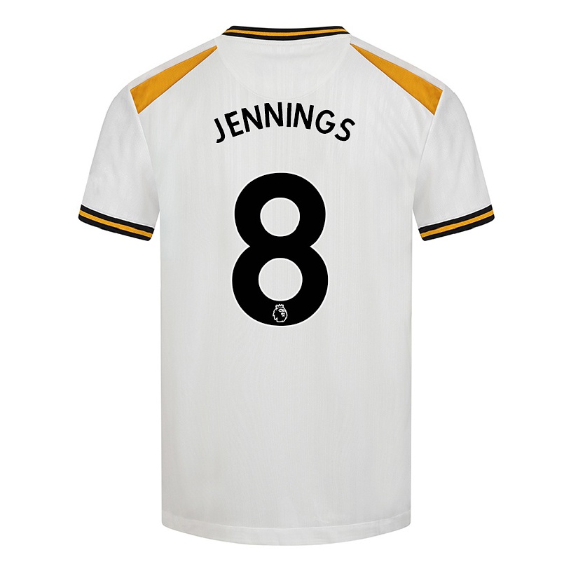 Naisten Jalkapallo Shannie Jennings #8 Valkoinen Keltainen 3. Paita 2021/22 Lyhythihainen Paita T-paita