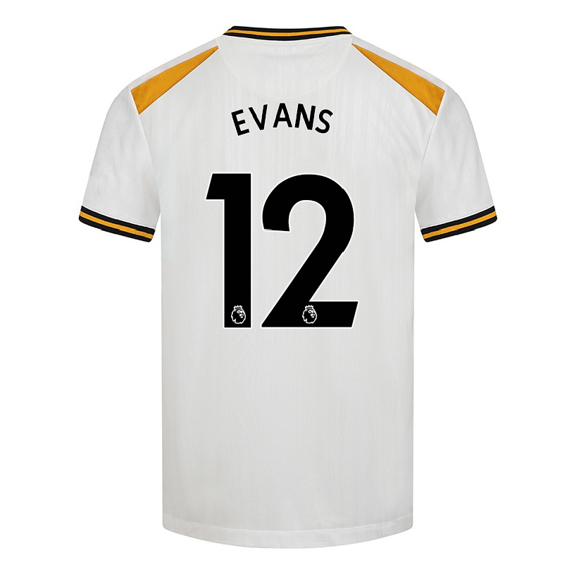 Naisten Jalkapallo Kate Evans #12 Valkoinen Keltainen 3. Paita 2021/22 Lyhythihainen Paita T-paita