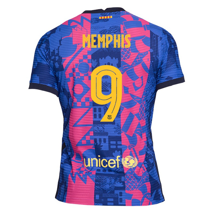 Naisten Jalkapallo Memphis Depay #9 Sininen Ruusu 3. Paita 2021/22 Lyhythihainen Paita T-paita