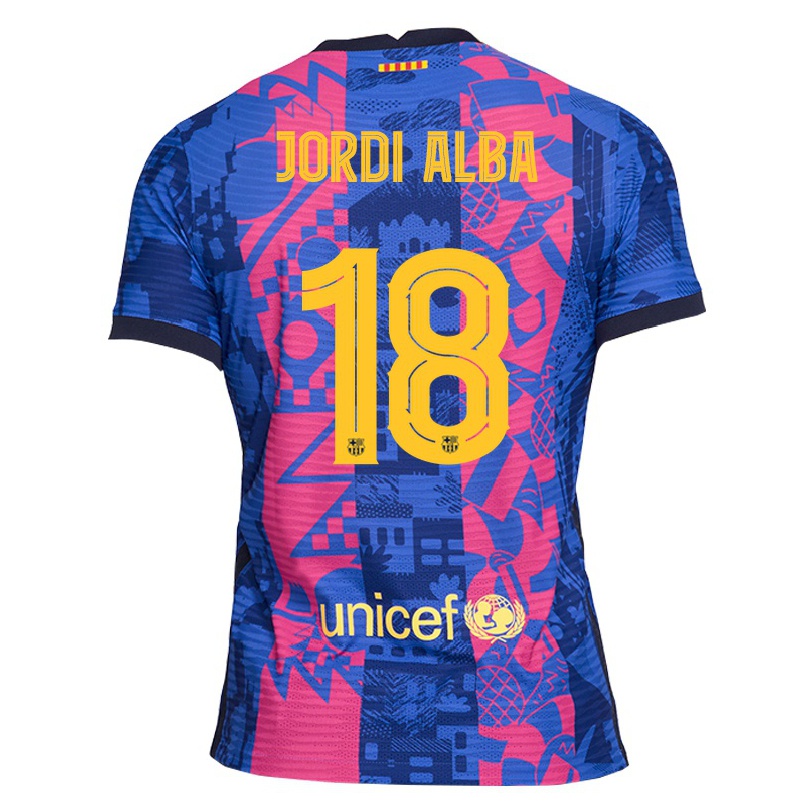 Naisten Jalkapallo Jordi Alba #18 Sininen Ruusu 3. Paita 2021/22 Lyhythihainen Paita T-paita