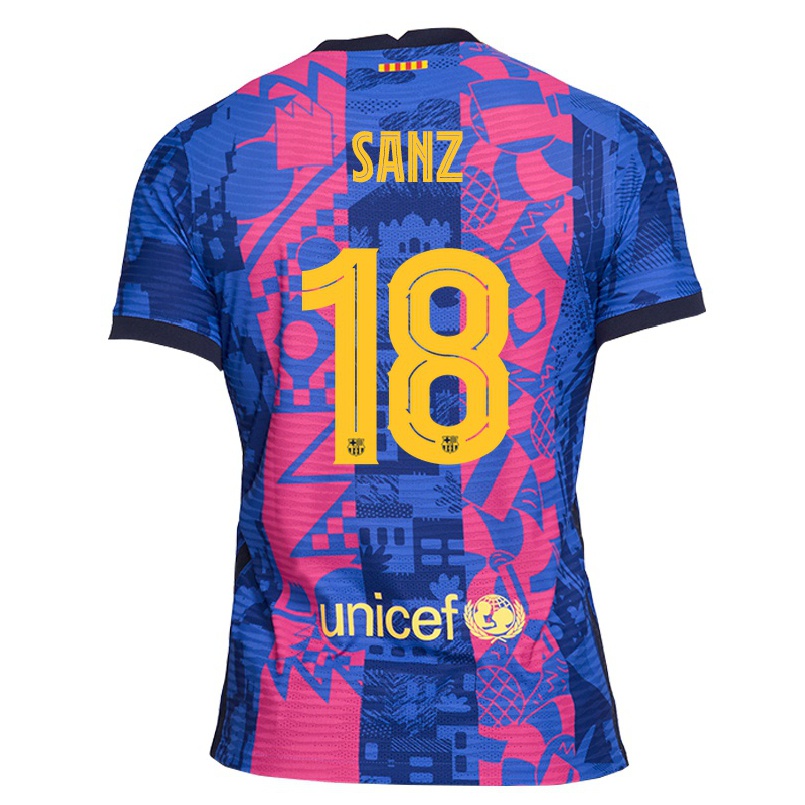 Naisten Jalkapallo Alvaro Sanz #18 Sininen Ruusu 3. Paita 2021/22 Lyhythihainen Paita T-paita