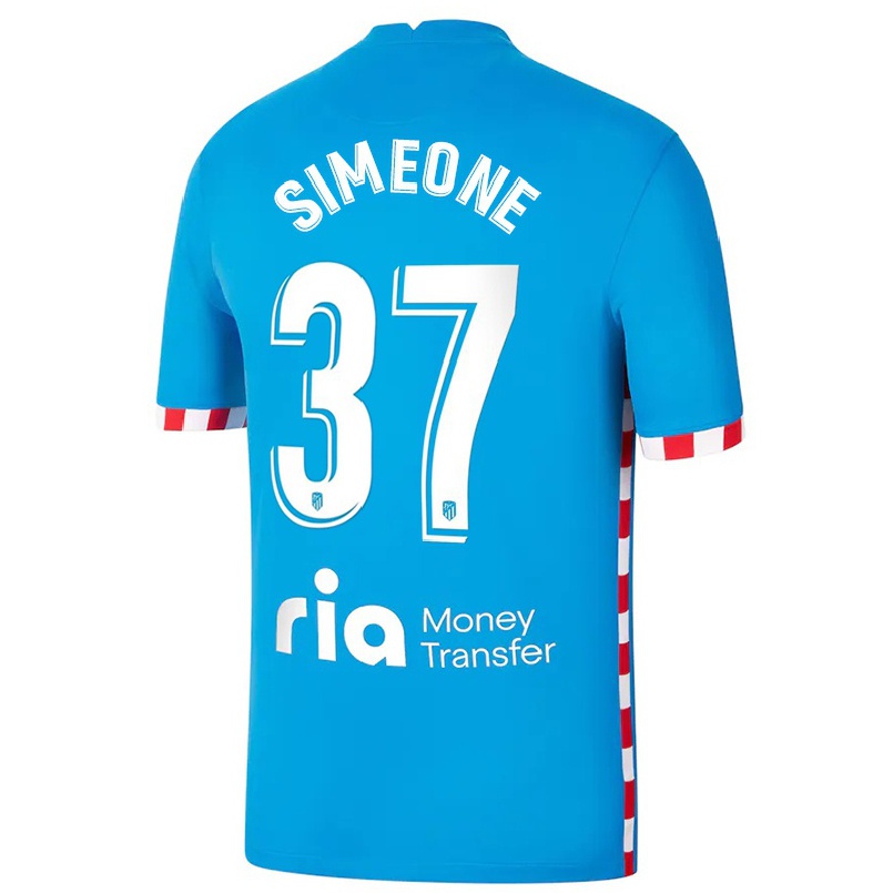 Naisten Jalkapallo Giuliano Simeone #37 Sininen 3. Paita 2021/22 Lyhythihainen Paita T-paita