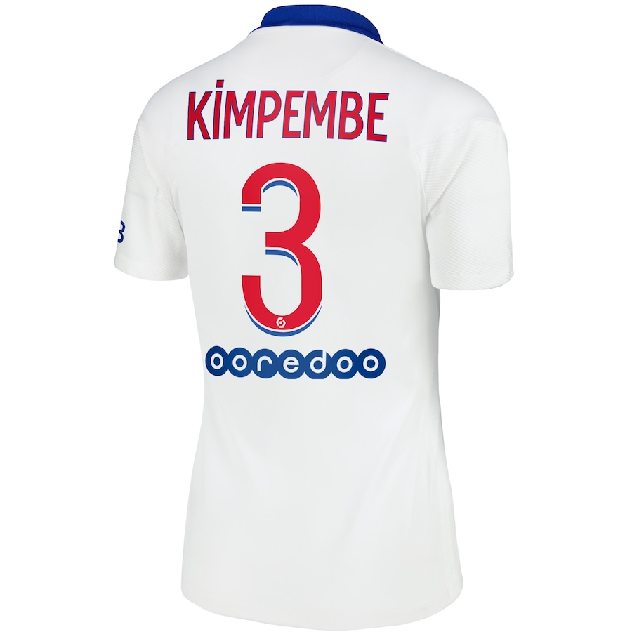 Naisten Jalkapallo Presnel Kimpembe #3 Vieraspaita Valkoinen Pelipaita 2020/21 Lyhythihainen Paita