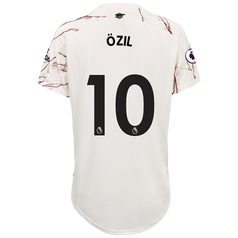 Naisten Jalkapallo Mesut Ozil #10 Vieraspaita Valkoinen Pelipaita 2020/21 Lyhythihainen Paita