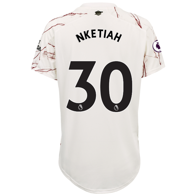 Naisten Jalkapallo Eddie Nketiah #30 Vieraspaita Valkoinen Pelipaita 2020/21 Lyhythihainen Paita