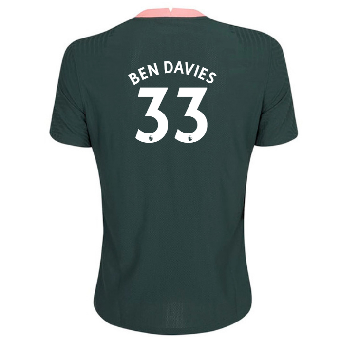 Naisten Jalkapallo Ben Davies #33 Vieraspaita Tummanvihreä Pelipaita 2020/21 Lyhythihainen Paita