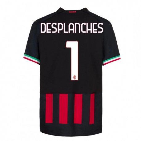 Kandiny Lapset Sebastiano Desplanches #1 Musta Punainen Kotipaita 2022/23 Lyhythihainen Paita T-paita