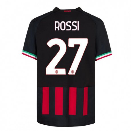 Kandiny Lapset Leonardo Rossi #27 Musta Punainen Kotipaita 2022/23 Lyhythihainen Paita T-paita