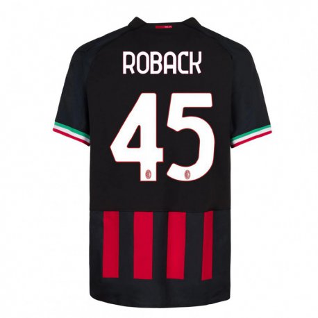 Kandiny Lapset Emil Roback #45 Musta Punainen Kotipaita 2022/23 Lyhythihainen Paita T-paita