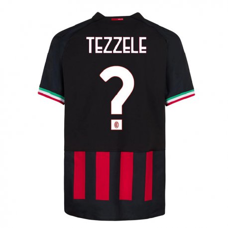 Kandiny Lapset Matteo Tezzele #0 Musta Punainen Kotipaita 2022/23 Lyhythihainen Paita T-paita