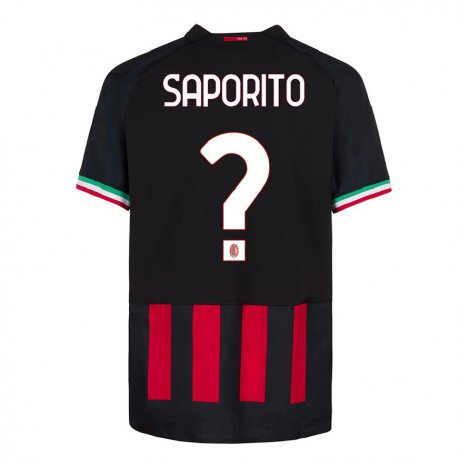 Kandiny Lapset Riccardo Saporito #0 Musta Punainen Kotipaita 2022/23 Lyhythihainen Paita T-paita