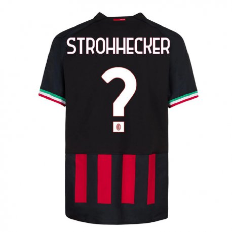 Kandiny Lapset Riccardo Strohhecker #0 Musta Punainen Kotipaita 2022/23 Lyhythihainen Paita T-paita