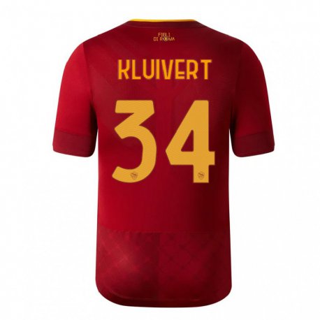 Kandiny Lapset Justin Kluivert #34 Ruskea Punainen Kotipaita 2022/23 Lyhythihainen Paita T-paita