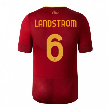 Kandiny Lapset Elin Landstrom #6 Ruskea Punainen Kotipaita 2022/23 Lyhythihainen Paita T-paita