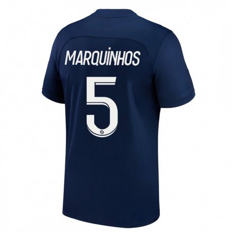Kandiny Lapset Marquinhos #5 Tumma Sininen Punainen Kotipaita 2022/23 Lyhythihainen Paita T-paita