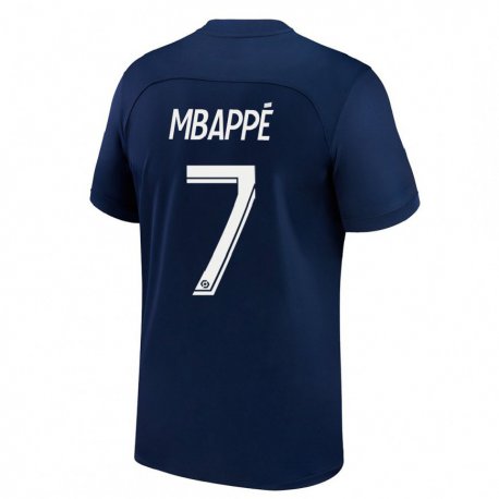 Kandiny Lapset Kylian Mbappe #7 Tumma Sininen Punainen Kotipaita 2022/23 Lyhythihainen Paita T-paita