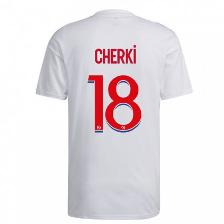 Kandiny Lapset Rayan Cherki #18 Valkoinen Sininen Punainen Kotipaita 2022/23 Lyhythihainen Paita T-paita